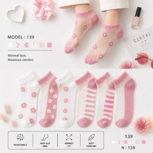 ٦ شرابات حريمي شفاف كود 139